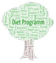 Word cloud with text Diet Programm in a tree shape on a white background. Royalty Free Stock Photo