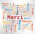 Word Cloud - Thank You in French - Merci -  Multicolored Letters Royalty Free Stock Photo