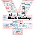 Word cloud on theme Black Monday in Chinese yuan shape on white background Royalty Free Stock Photo