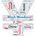 Word cloud on theme Black Monday in Chinese yuan shape on white background Royalty Free Stock Photo