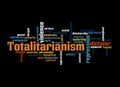 Word Cloud with TOTALITARIANISM concept, isolated on a black background Royalty Free Stock Photo