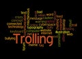 Word Cloud with TROLLING concept, isolated on a black background Royalty Free Stock Photo