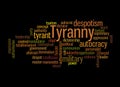 Word Cloud with TYRANNY concept, isolated on a black background Royalty Free Stock Photo