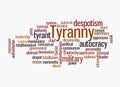 Word Cloud with TYRANNY concept, isolated on a white background Royalty Free Stock Photo