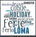 Word Cloud Vacation in different languages Royalty Free Stock Photo