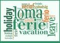 Word Cloud Vacation in different languages Royalty Free Stock Photo