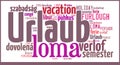 Word Cloud Vacation in different languages Royalty Free Stock Photo
