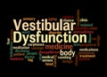 Word Cloud with VESTIBULAR DYSFUNCTION concept, isolated on a black background Royalty Free Stock Photo