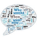Word Cloud - Who, What, Where, When, Why and How on white background Royalty Free Stock Photo