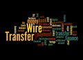 Word Cloud with WIRE TRANSFER concept, isolated on a black background Royalty Free Stock Photo