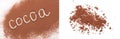 word cocoa written in cocoa powder isolated on white background Royalty Free Stock Photo