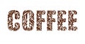 Word COFFEE. Decorative Font made of swirls and floral elements