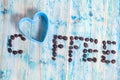 The word Coffee spelled with coffee beans Royalty Free Stock Photo