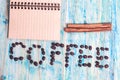 The word Coffee spelled with coffee beans Royalty Free Stock Photo