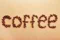 Coffee beans formed in a word. Royalty Free Stock Photo