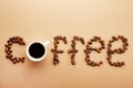 Coffee beans form a word. Royalty Free Stock Photo