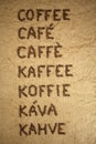 Word coffee in various languages