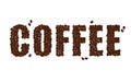 The word COFFEE written with Coffee Beans isolated on a white ba