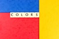 The word Colors on a red, yellow and blue background