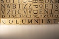 The word columnist was created from wooden cubes. Countries and politics