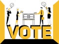 Word concept Vote and people doing promotional activities