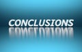 Word Conclusions on blue background Royalty Free Stock Photo