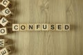 Word confused from wooden blocks