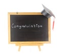 Word - congratulation on board with graduation hat