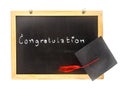 Word - congratulation on board with graduation hat