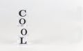 Word cool made of ice block isolated on white background Royalty Free Stock Photo