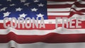 Word corona free on Usa flag for corona virus content 3d rendering