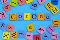 Corona in colorful letters