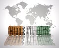 Word Cote d`Ivoire on a world map background Royalty Free Stock Photo