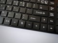 Word Covid-19 on komputer keyboard. Selective focus.