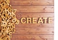 Word create made with wooden letters Royalty Free Stock Photo