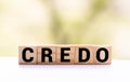 word creed on white toy cubes, business concept Royalty Free Stock Photo