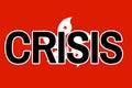 Word Crisis on the background of the flag of Hong Kong Economic crisis and recession in Hong Kong