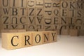 The word crony was created from wooden cubes. Countries and politics, people Royalty Free Stock Photo