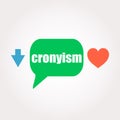 Word cronyism. Business concept . Speech clouds stickers, arrow and heart Royalty Free Stock Photo