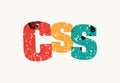 CSS Concept Stamped Word Art Illustration