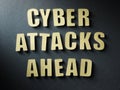 The word Cyber Attacks Ahead on paper background