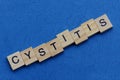 Word cystitis made from brown wooden letters
