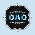 Word DAD with capital letters with heart dividers decoration