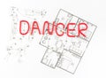 Word danger red wire Royalty Free Stock Photo