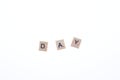 Word day arranged from wooden blocks on white background. Game