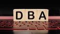 Word DBA Database administrator on keyboard background