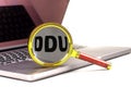 Word DDU on magnifier on laptop , business concept