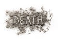 Word death written in dust as a metaphor for transience Royalty Free Stock Photo
