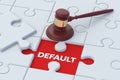 Word default and puzzle pieces jigsaw near judge gavel