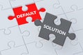 Word default and solution on puzzle pieces jigsaw